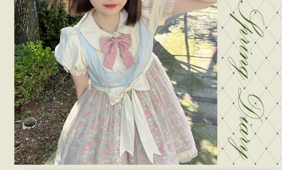 サマードレス 春日木花柄パストラルクラロリータ