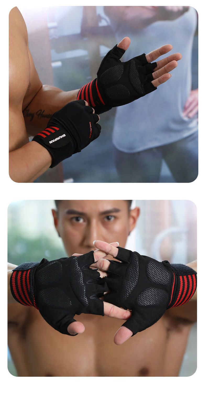 Men's Gloves, Non-slip, For Dumbbells And Barbells, Callus Protection, Integrated Wrist Support, Two-in-one Fitness_voghion.com