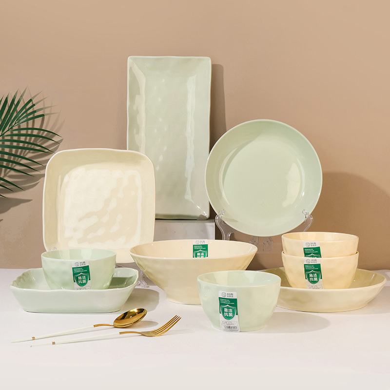 孟垣抗菌奶油风石纹餐具：生活中的一抹清新