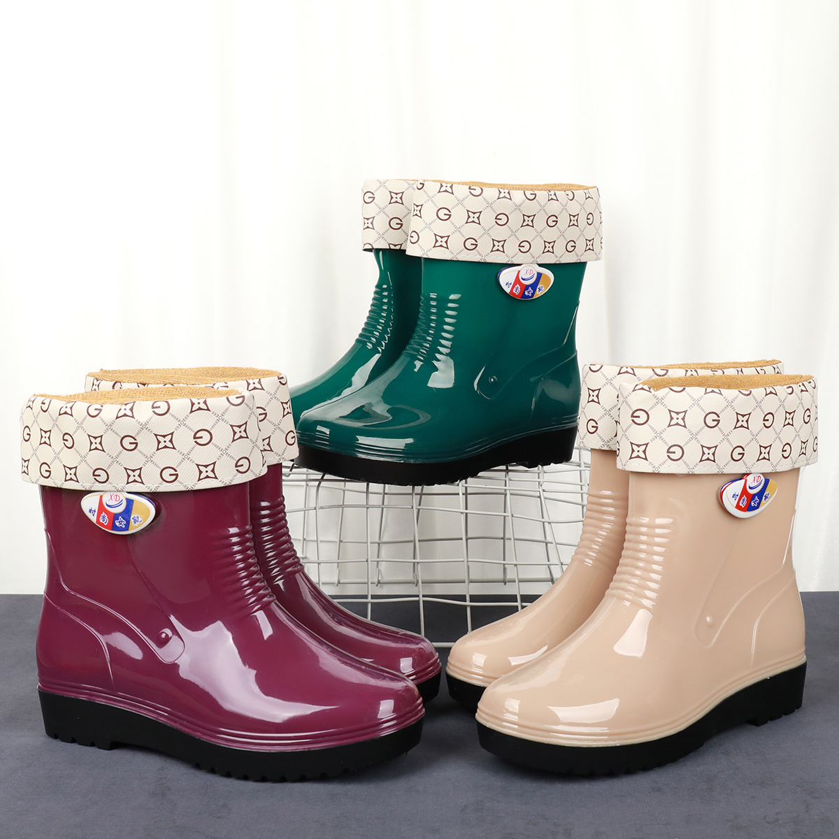新款雨鞋女外穿防滑雨靴时尚中筒可爱水鞋秋冬保暖加绒短筒雨鞋女